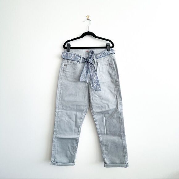 Santana Jeans Tummy Control Light Blue Straight Leg Crop Belted Women's 6 NWT - Picture 2 of 11